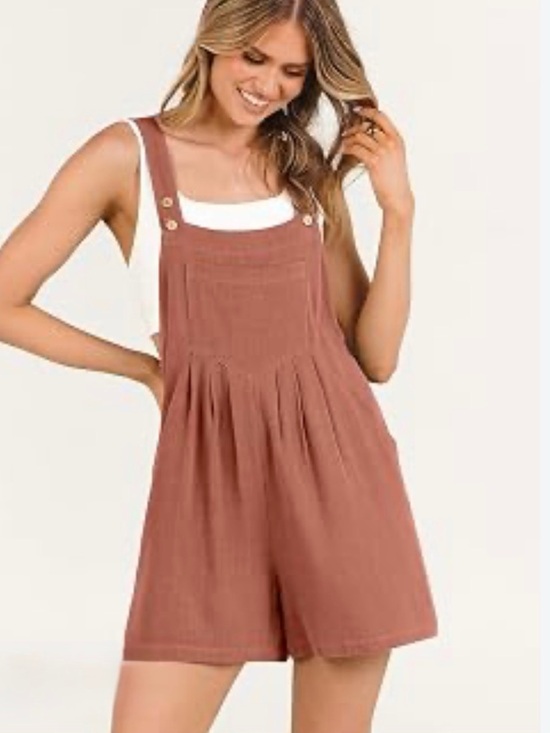 anrabess Pants - ANRABESS LINEN BLEND SHORTS OVERALLS